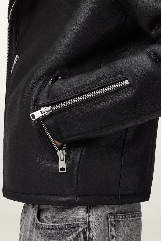 Odzież AllSaints kurtka biker skórzana CORREZ M022LD czarny