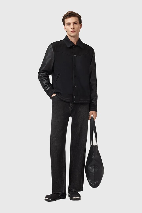 AllSaints kurtka skórzana ENDLETON M012LC czarny