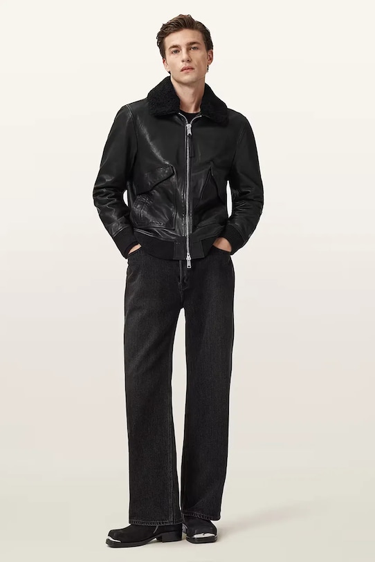 Odzież AllSaints kurtka skórzana VAUCLUSE M012LD czarny