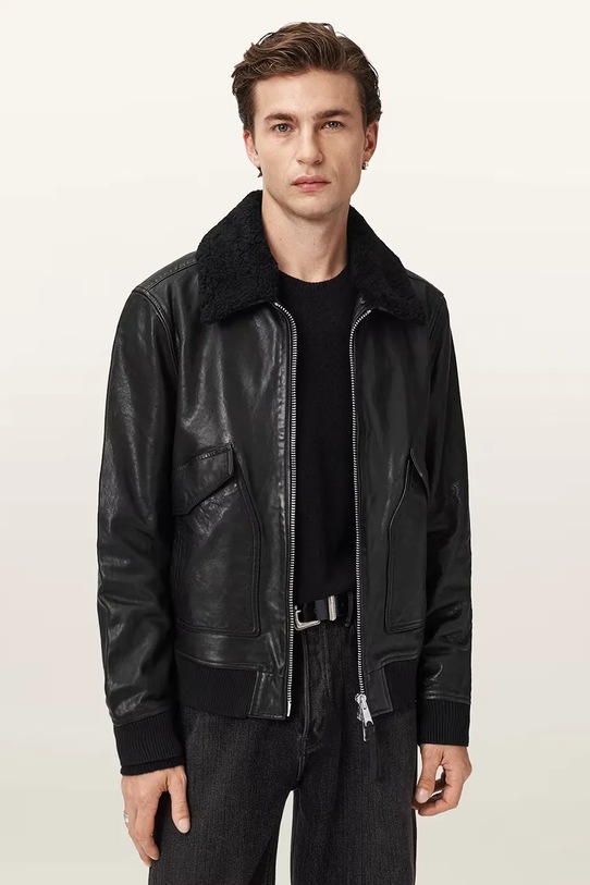 AllSaints kurtka skórzana VAUCLUSE czarny M012LD