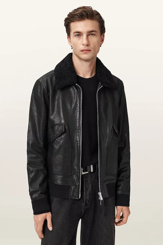 AllSaints kurtka skórzana VAUCLUSE czarny M012LD