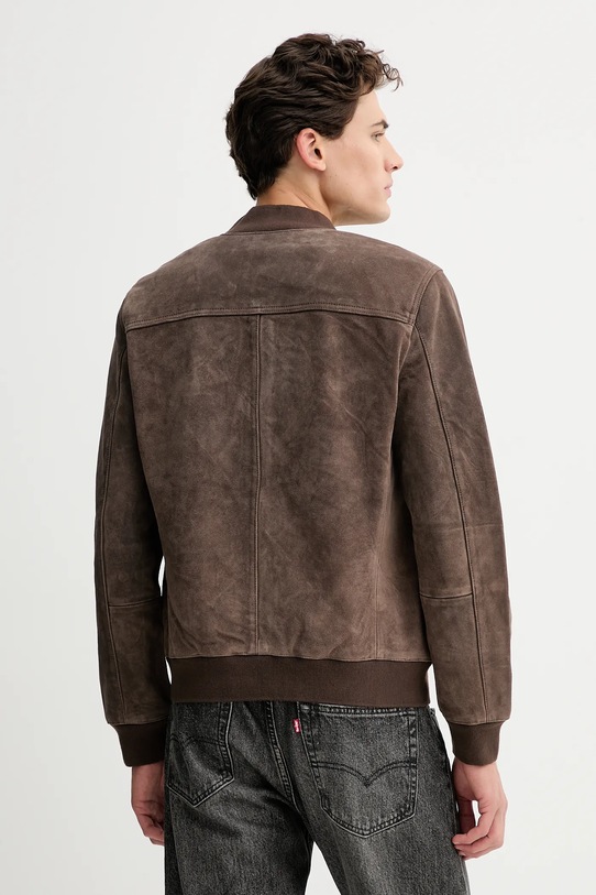 Îmbrăcăminte AllSaints jachetă bomber din piele întoarsă ZEALAND M049LD maro