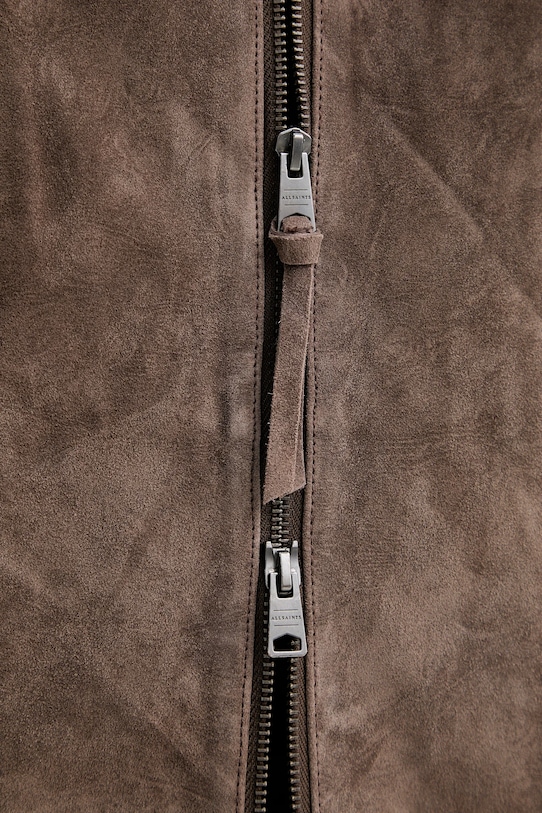 AllSaints jachetă bomber din piele întoarsă ZEALAND M049LD maro