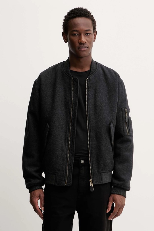 Guess Jeans kurtka bomber z dodatkiem wełny oversize szary M5BL1B.W1482