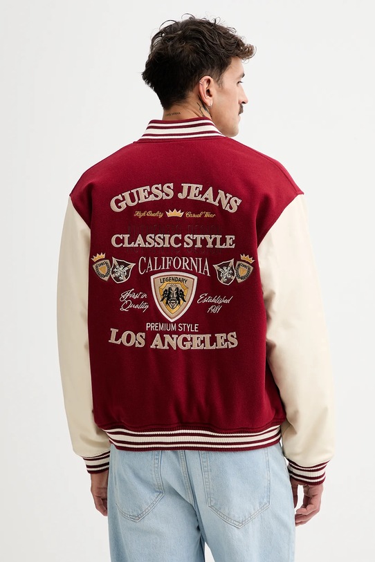 Odzież Guess Jeans kurtka bomber z dodatkiem wełny M5BL1E.WEI02 czerwony