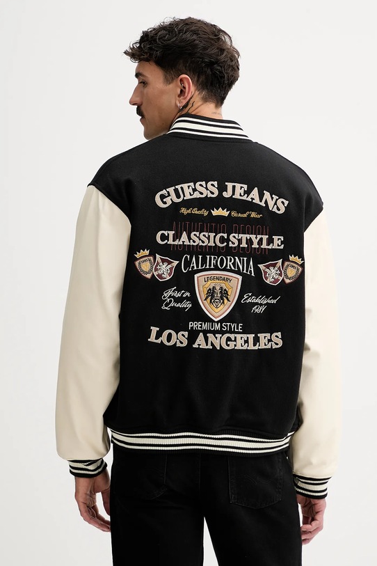 Odzież Guess Jeans kurtka bomber z dodatkiem wełny M5BL1E.WEI02 czarny