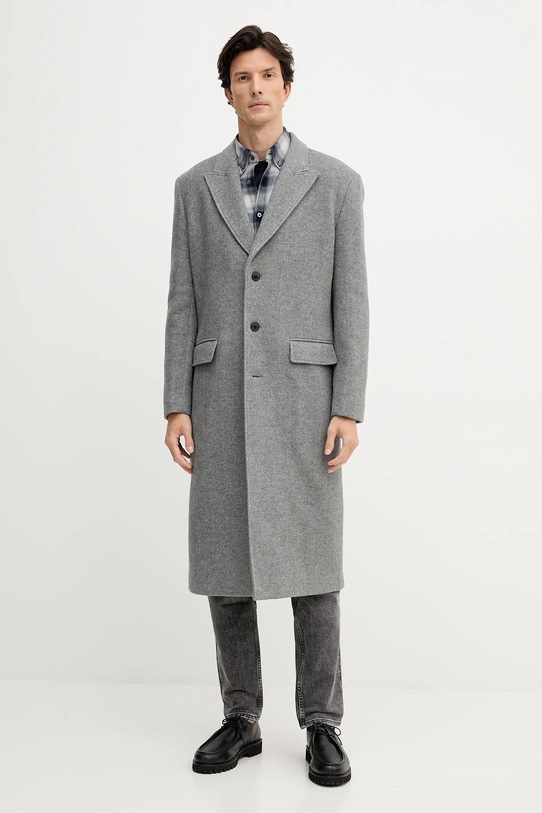 Trussardi płaszcz z dodatkiem wełny bez kaptura szary 0000M000001N