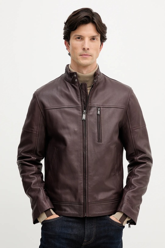 Trussardi kurtka skórzana bez kaptura brązowy R301M000004N