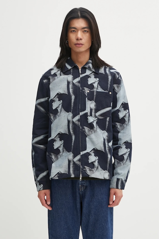 Wales Bonner kurtka bawełniana Jet Zip Jacket nieocieplane granatowy UA25DE02.CO02.504