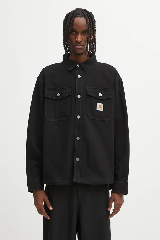 Carhartt WIP kurtka bawełniana Selby Shirt Jac bez kaptura czarny I035305.89XX