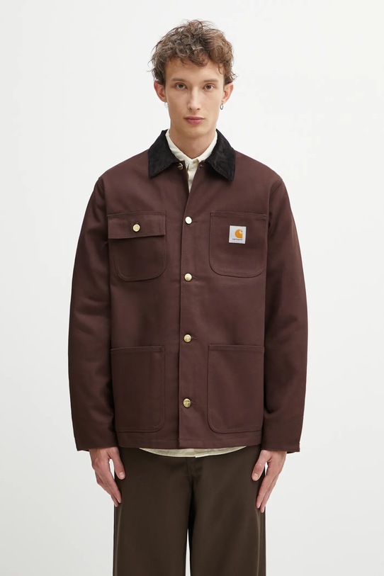 Carhartt WIP kurtka bawełniana Michigan Coat bez kaptura brązowy I015261.1YL01