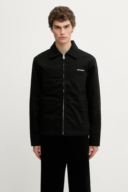 Džínová bunda Carhartt WIP Module Script Jacket nezateplené černá I035621.0D201