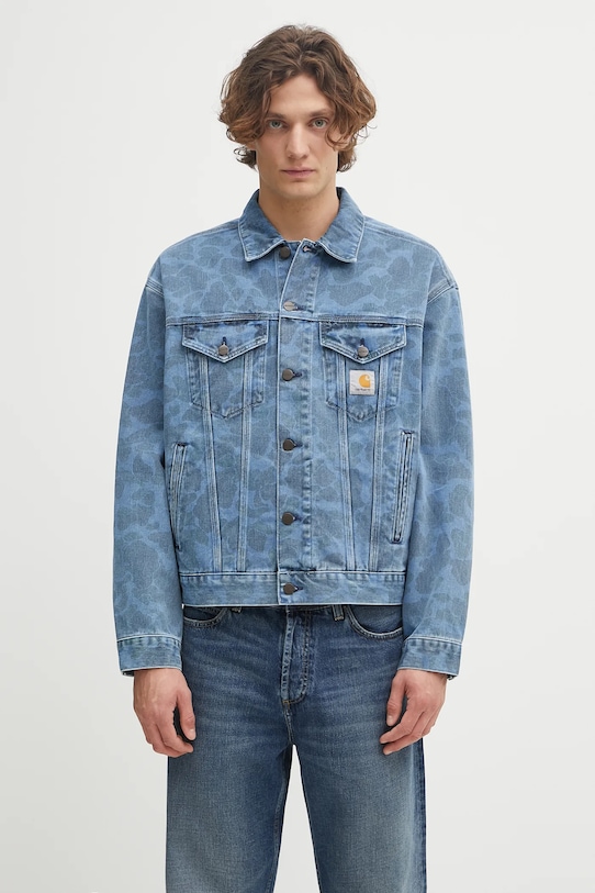 Džínová bunda Carhartt WIP Duck Helston Jacket nezateplené modrá I033766.2I235