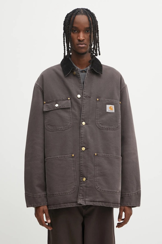 Carhartt WIP kurtka bawełniana OG Chore Coat bez kaptura brązowy I035613.1YL4O