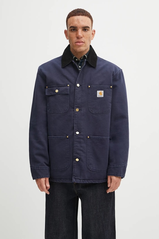 Carhartt WIP kurtka bawełniana OG Chore Coat bez kaptura granatowy I035613.0DI4O