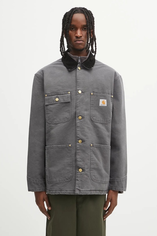 Carhartt WIP kurtka bawełniana OG Chore Coat bez kaptura szary I035613.3CL4O