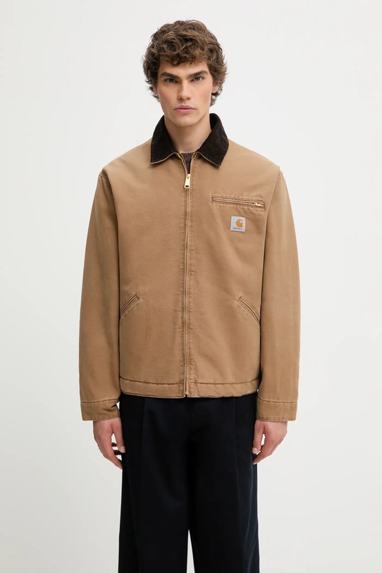 Carhartt WIP kurtka bawełniana OG Detroit Jacket bez kaptura brązowy I035614.00S4O