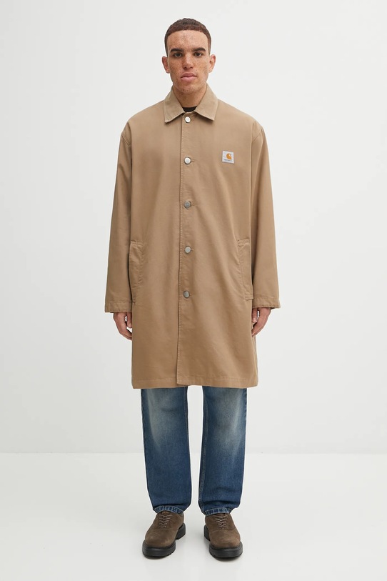 Carhartt WIP kurtka jeansowa Webster Coat bez kaptura beżowy I035618.3AF02