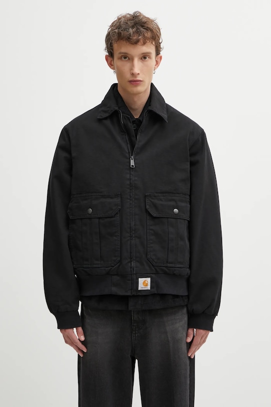 Carhartt WIP kurtka bawełniana Stanton Jacket bez kaptura czarny I035617.8906