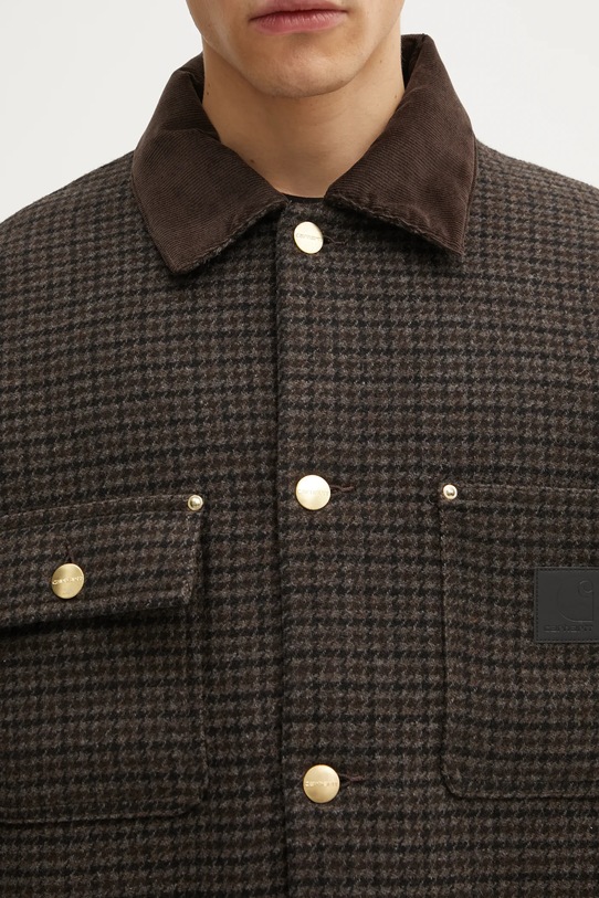 Carhartt WIP kurtka z dodatkiem wełny Lowis Chore Coat brązowy I035344.35MXX