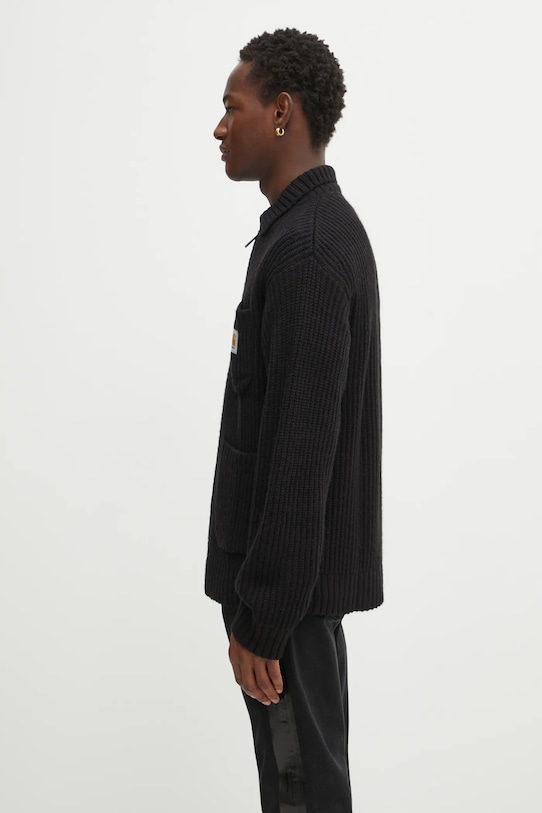 Kardigan s příměsí vlny Carhartt WIP Chore Knit Jacket I035399.89XX černá AW25