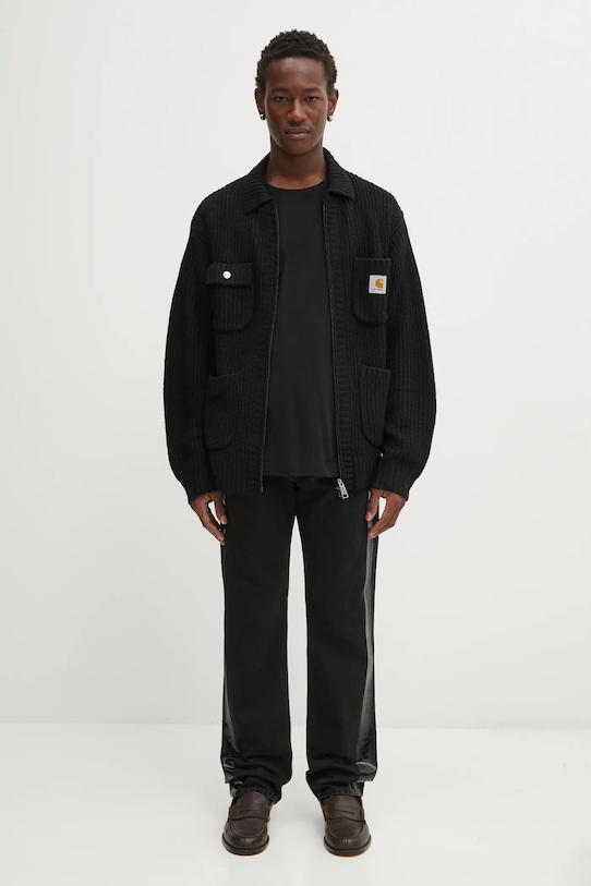 Kardigan s příměsí vlny Carhartt WIP Chore Knit Jacket I035399.89XX černá