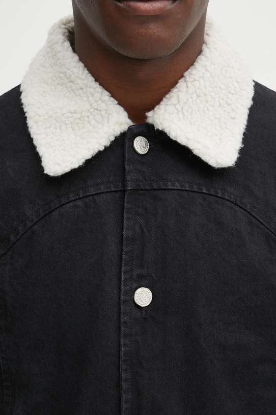 Aries kurtka jeansowa Sherpa Denim Car Coat czarny AR7120004