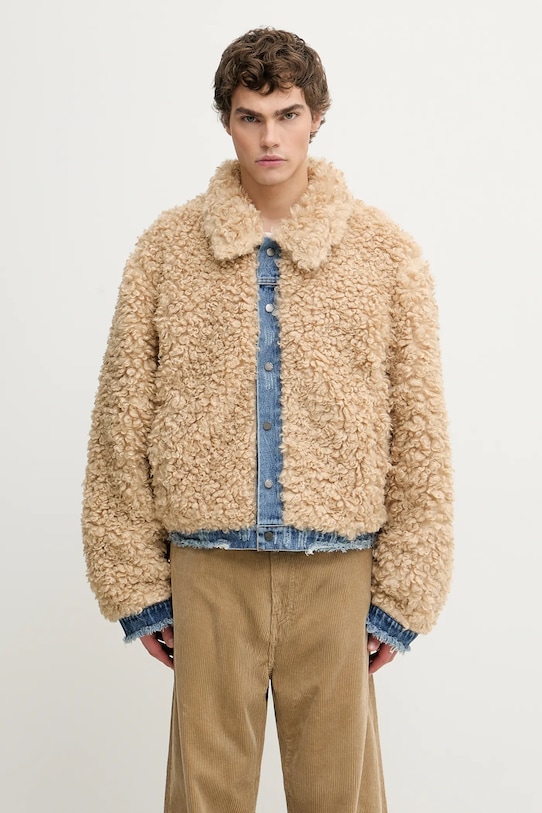 Daily Paper kurtka dwustronna Reversible Fur imitacja skóry licowej niebieski 2521018