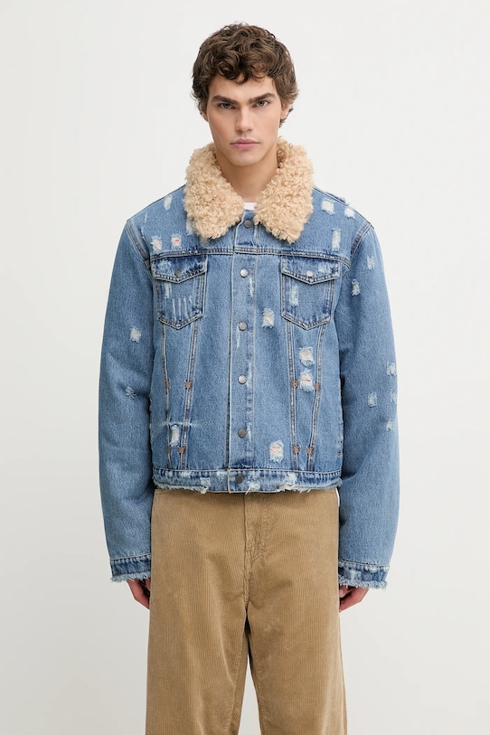 Daily Paper kurtka dwustronna Reversible Fur niebieski 2521018