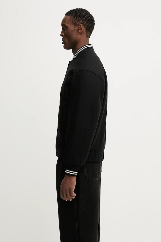 Maison Kitsuné kurtka bomber z dodatkiem wełny Varsity Teddy PM02107WM2023 czarny AW25