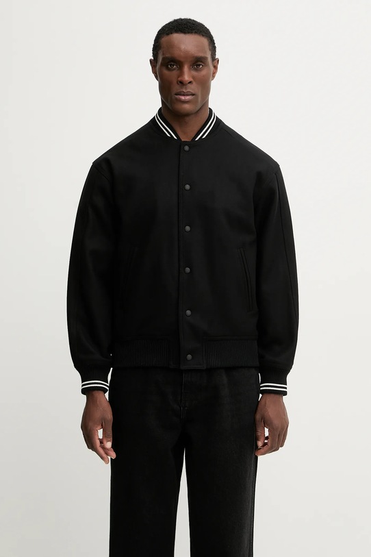 Odzież Maison Kitsuné kurtka bomber z dodatkiem wełny Varsity Teddy PM02107WM2023 czarny