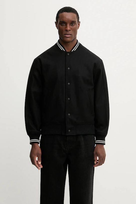 Odzież Maison Kitsuné kurtka bomber z dodatkiem wełny Varsity Teddy PM02107WM2023 czarny