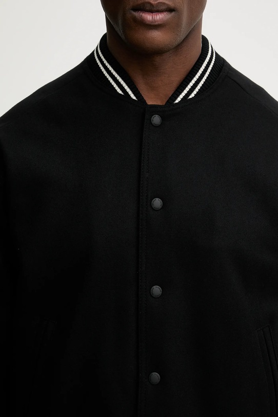 Maison Kitsuné kurtka bomber z dodatkiem wełny Varsity Teddy PM02107WM2023 czarny