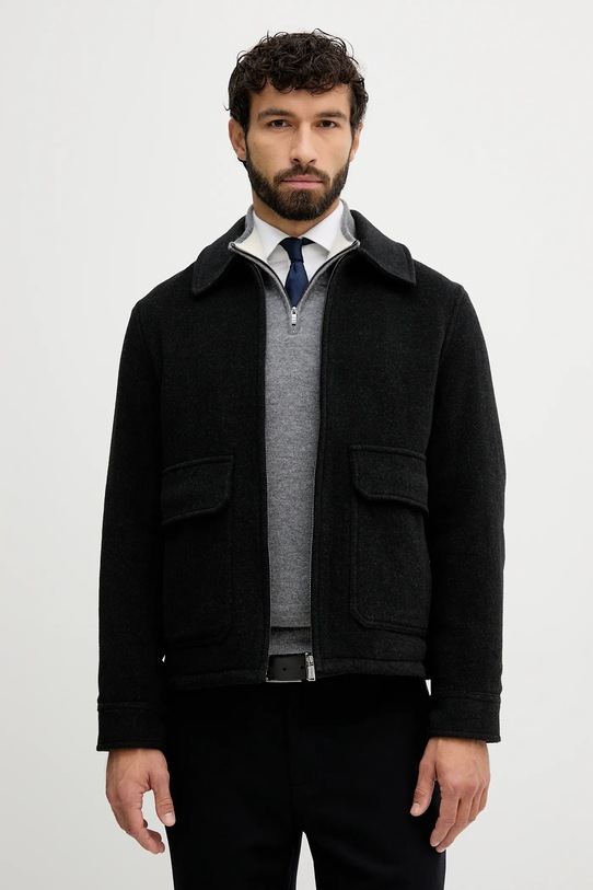 Trussardi kurtka z dodatkiem wełny bez kaptura czarny R003M000018N