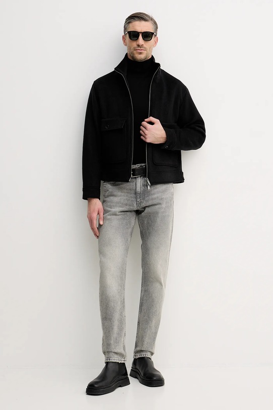 Jakna z dodatkom volne Sisley 2VLPSN049 črna AW25