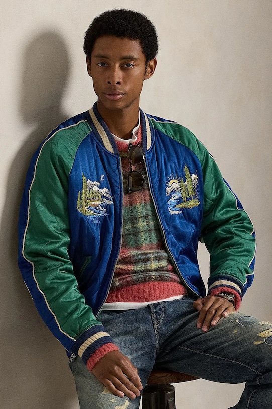 Polo Ralph Lauren geacă bomber TAKIHYO SATIN.SVNR tranzitional albastru 710977856001