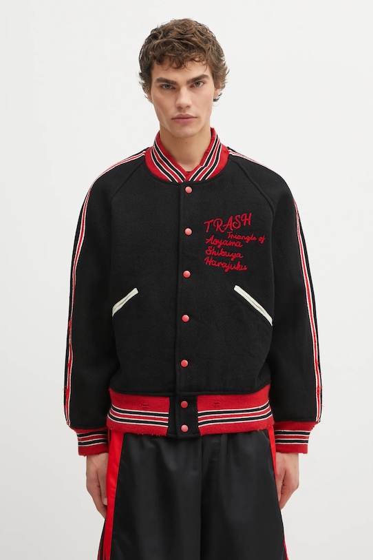 Vlněná bunda Needles Deconstructed přechodné černá RW168