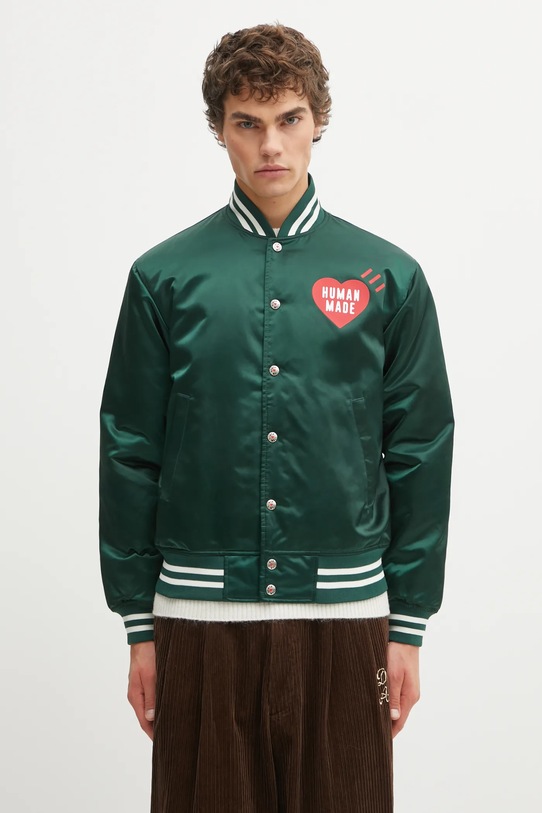 Human Made kurtka bomber NYLON STADIUM bez kaptura zielony HM30JK038