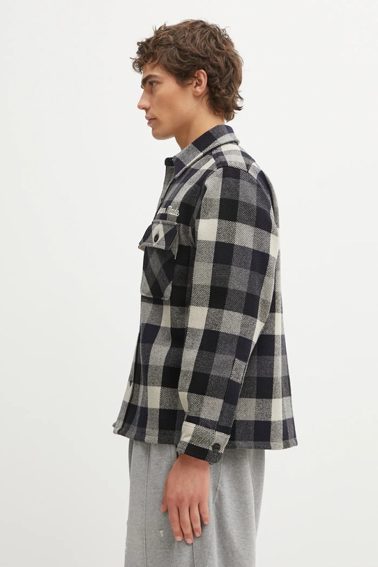 Human Made kurtka koszulowa z domieszką wełny WOOL CHECK HM30SH013 granatowy AW25