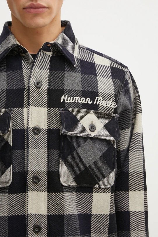 Human Made kurtka koszulowa z domieszką wełny WOOL CHECK granatowy HM30SH013