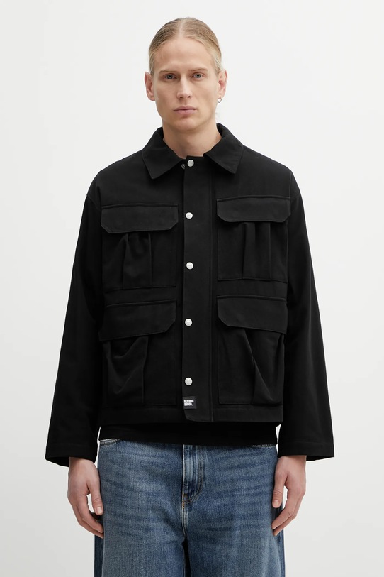 NEIGHBORHOOD kurtka bawełniana UTILITY JACKET bez kaptura czarny 252AQNH.JKM01
