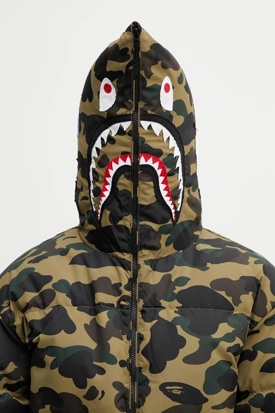 A Bathing Ape kurtka puchowa 1st Camo Snowboard Sharkdown zielony 001DNL801305M