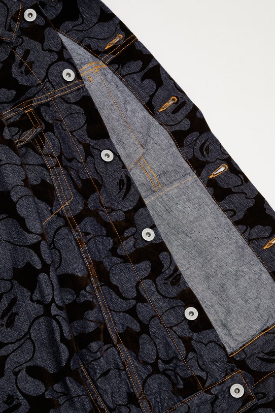 A Bathing Ape kurtka jeansowa Camo Flocked 001LJL801001M niebieski