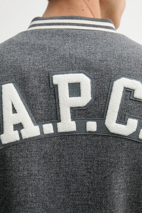 Bunda s příměsí vlny A.P.C. blouson micky WVBEB.M02974 šedá