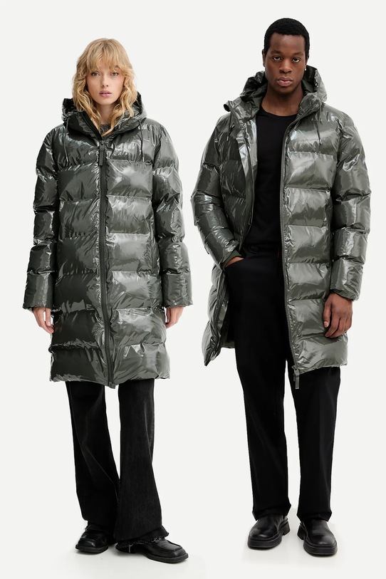 Rains jacket 15130 Alta Longer Puffer Jacket with green 15130