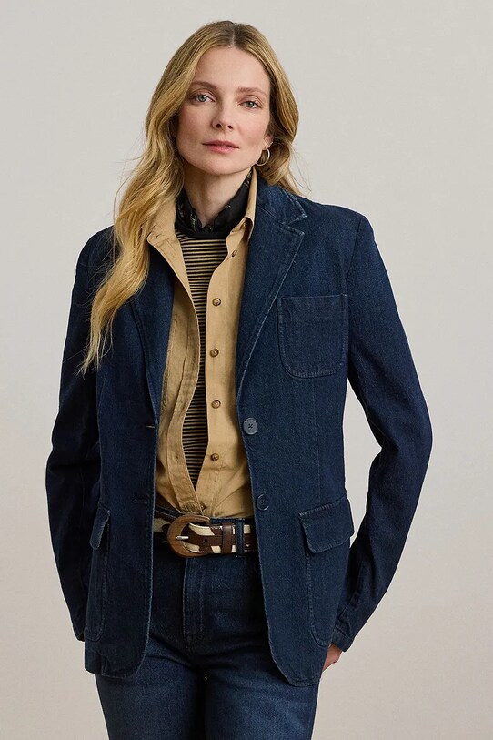 Lauren Ralph Lauren marynarka bez podszewki granatowy 200982843