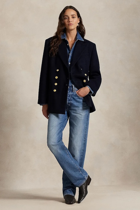 Odzież Polo Ralph Lauren marynarka wełniana 211971388 granatowy