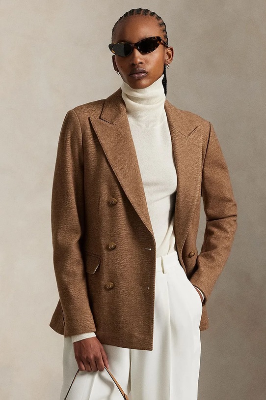 Polo Ralph Lauren marynarka z wełną tkanina brązowy 211973828