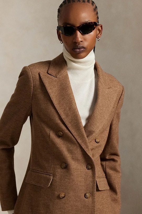 Polo Ralph Lauren marynarka z wełną brązowy 211973828