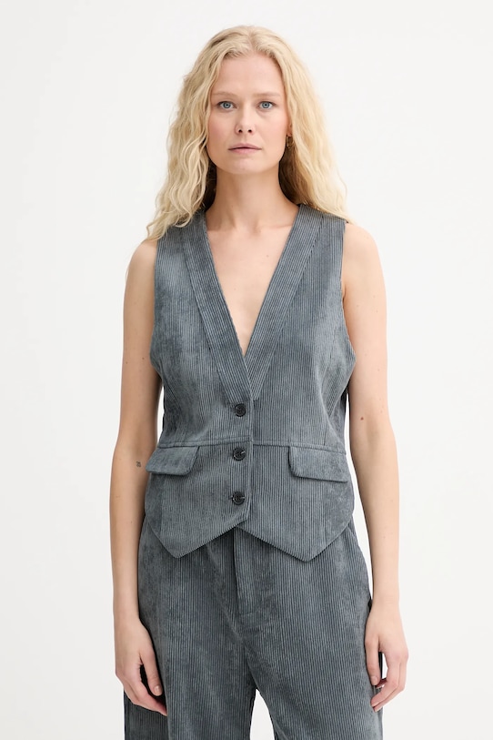 MUNTHE vestă din catifea LILLIAN cu captuseala gri 253152025310